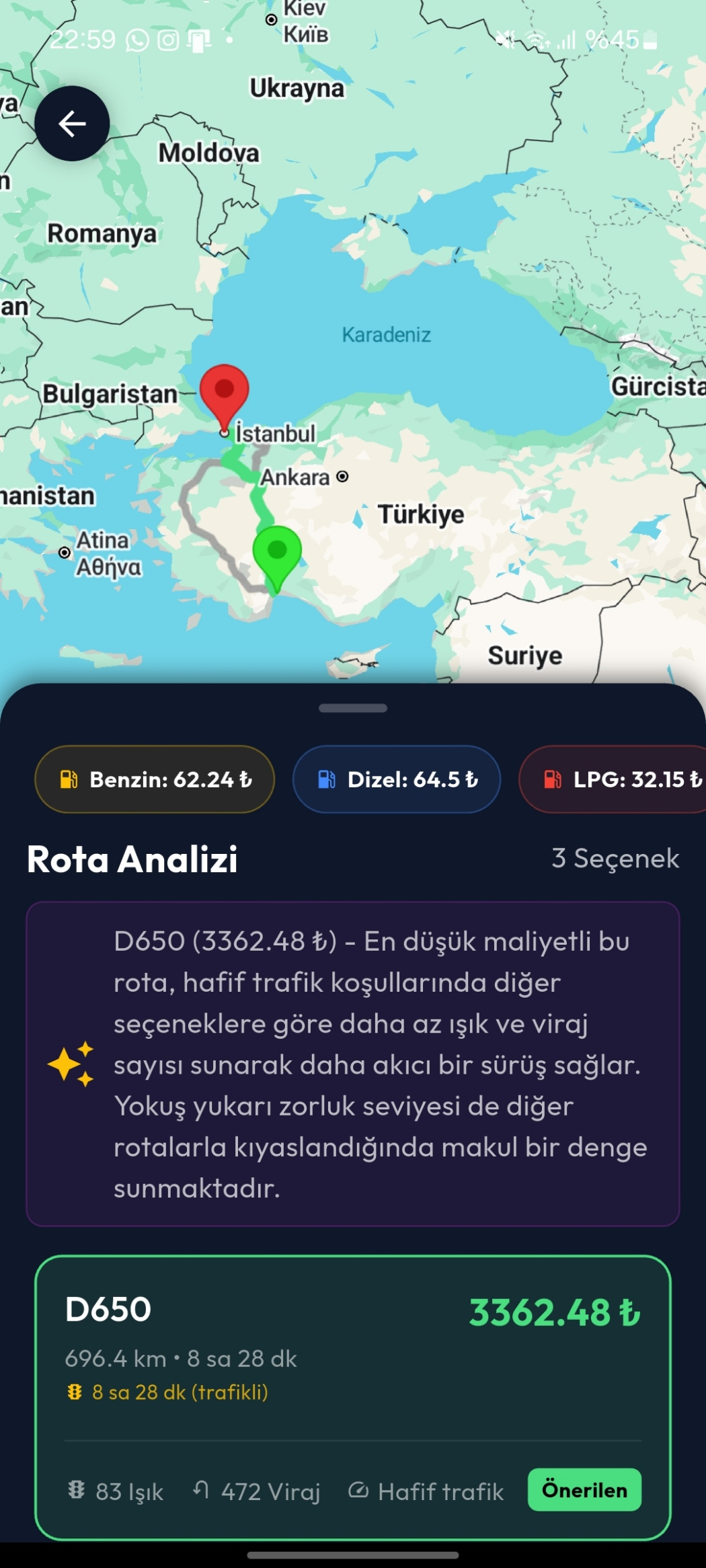 YolMaliyetim Ekran Görüntüsü